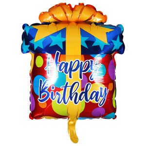 Happy Birthday Balloons Dollar Tree Happy Birthday Gift-Shaped Foil Balloons, 20X18-In.