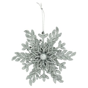 View Christmas House Glittery Snowflake Ornament,