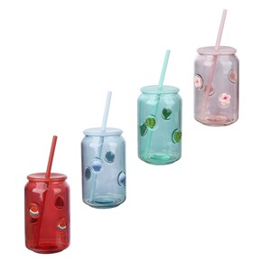 Designer Glass Tumbler With Lid And Straw, 1-ct.