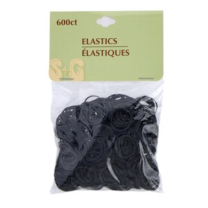 Black Elastic Rubber Bands, 600-pc Pack.