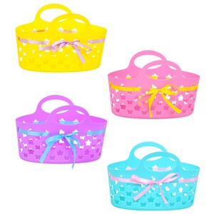Oval Plastic Baskets with Ribbons