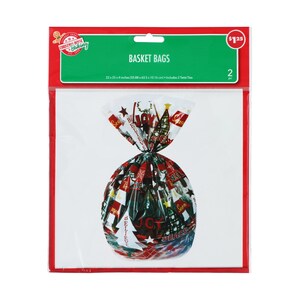 View Christmas House Cellophane Basket Bags,