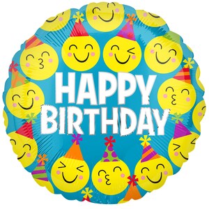 Happy Birthday Balloons Dollar Tree Happy Birthday Smiley Faces Foil Balloons, 18-In.