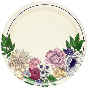 Painted Floral Paper Dessert Plates - 8 Ct.