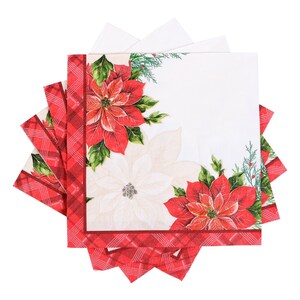 Christmas Poinsettia Napkins, 5x5 in., 20-ct. Packs