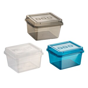 Square Plastic Container with Decorative Lid, 7-7/16″ x 5-5/16″ x 3-3/4″,  079C