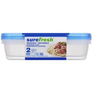 Sure Fresh Rectangular Storage Containers with Blue and Green Lids