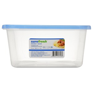 Sure Fresh Square Plastic Food Storage Containers with Lids, 128.5 oz.