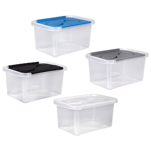 Clear Plastic Storage Boxes with Split-Hinged Lids, 9x6x4 in.