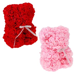 Assorted Rose Bears with Bows,