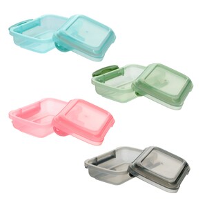 Plastic Rectangular Snack Containers with Lock-Top Lids, 2-ct. Packs