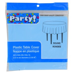 Light Blue Round Plastic Tablecloth - Blue, 84 in. | Dollar Tree