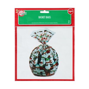 View Christmas House Cellophane Basket Bags,