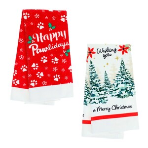PAOPOED Christmas Hand Towels Set Of 2 - Xmas Tree Snowflake Kitchen Dish Towels (27.5x15.7 Inch)