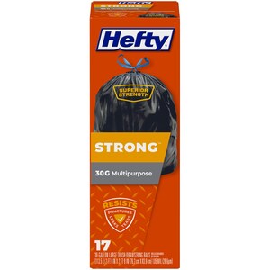 Hefty Steel Custom Fit G Size Drawstring Trash Bags, Black, 8