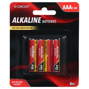 E-Circuit Alkaline AAA Batteries, 4-ct. Packs