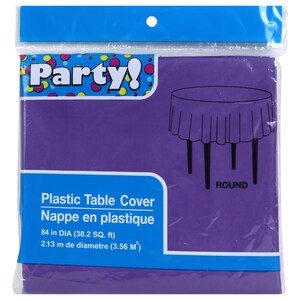 View Round Purple Plastic Table Covers,
