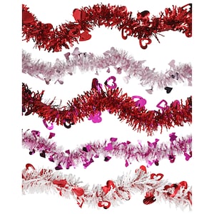 Mandala Crafts Red Tinsel Mini Garland Christmas Tree Decorations - Thin Metallic Foil Glitter Garlands Party Wedding Decor