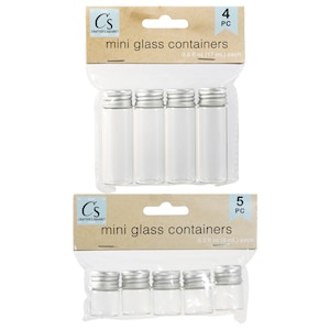MINI Glass Containers with Metal Screw-On Lids 0.5 fl.oz. Set of 4