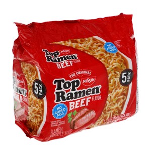 Bulk Nissin Top Ramen Beef Flavored Noodle Soup 5 Ct Packs Dollar Tree