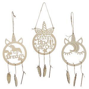 Baker Ross AT721 Wooden Unicorn Dream Catcher Kits - Pack of 4, Create Your Own Dreamcatcher Kits for Kids Arts and Crafts, Wall Decorations for
