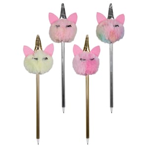Unicorn Pom Pom Pen, 10 1/2 x 3 1/4 Inches, Assortment