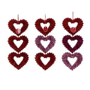 Seasonal Collection Valentine's Day Tinsel Triple Wall Hanging Heart  Decoration,