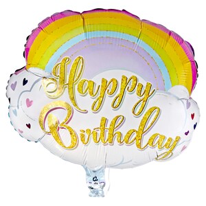 Happy Birthday Balloons Dollar Tree Rainbow Happy Birthday Foil Balloons, 16X14.5-In.