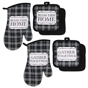 Black & White Buffalo Check Grateful Thankful Blessed Cotton Kitchen Dish  Towel 20x28 from Primitives by Kathy - Cherryland Sales
