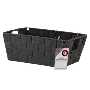 View Grey Small Woven Basket, 6x11x4