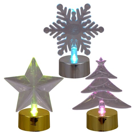 Christmas House Decorative Color-Changing LED Plastic Holiday Icons with Metallic Bases, 3.5 in. — Dollar Tree penny item