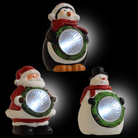 Christmas Character Cement Solar Spotlights — Dollar Tree penny item