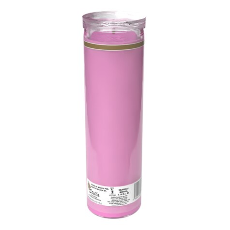 View Religious Prayer Pillar Candle Pink,
