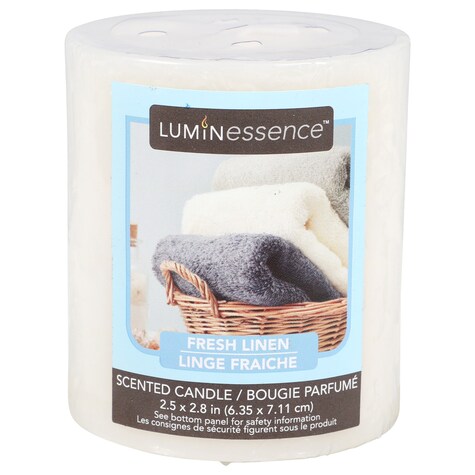 View Luminessence FreshLinen Scented White Pillar