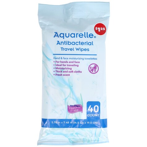 View Aquarelle Moisturizing Antibacterial Travel Wipes,