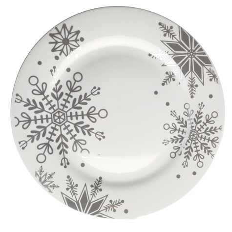 View Holiday SnowflakePattern Stoneware Dinner Plates,