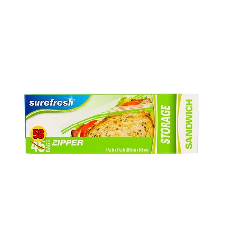 SureFresh DoubleZipper Seal Sandwich Bags, 58ct. Dollar Tree