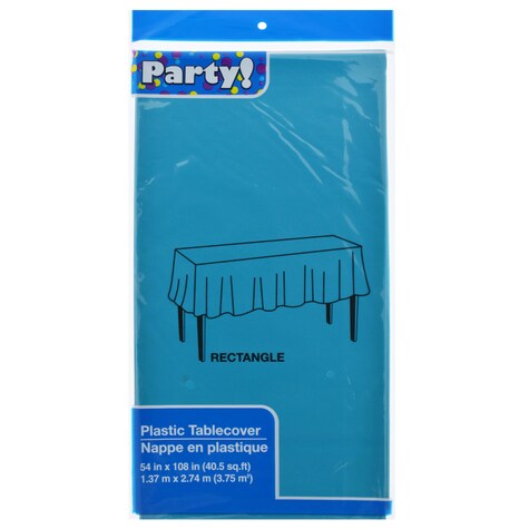 View Teal Plastic Table Covers, 54x108