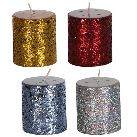 Bulk Glitter Pillar Candles, 2.5X2.7 in. Dollar Tree