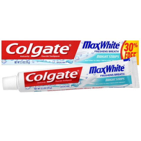 Colgate Max White Crystal Mint Toothpaste With Bright Strips 25 Oz Tubes