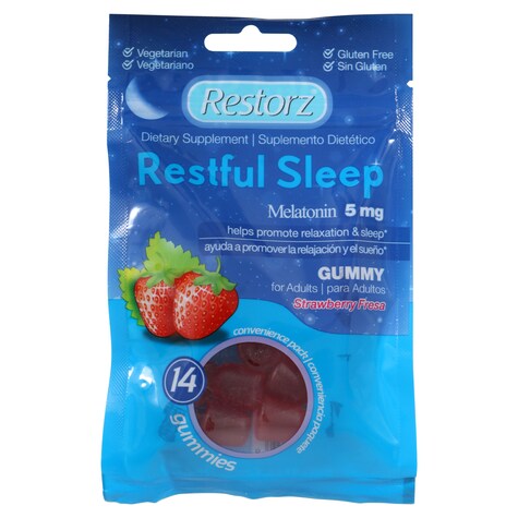 View Restorz Strawberry Flavored Melatonin Gummies,