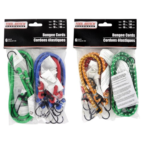 Tool Bench Hardware Bungee Cords, 6ct. Packs Dollar Tree