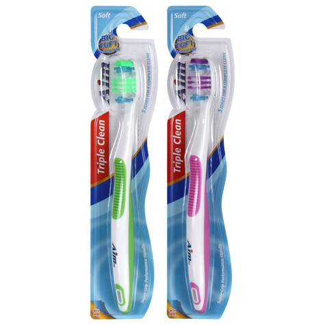 Aim Triple Clean SoftBristle Toothbrushes Dollar Tree