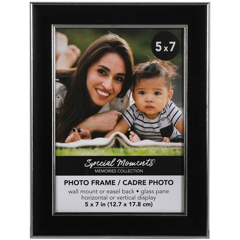 Bulk Special Moments Black Picture Frames with Double Silver Trim, 5x7