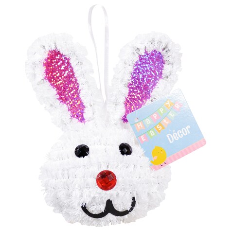 Bulk Happy Easter 3D Tinsel Bunnies, 5.5x4.25x2.25 in. Dollar Tree
