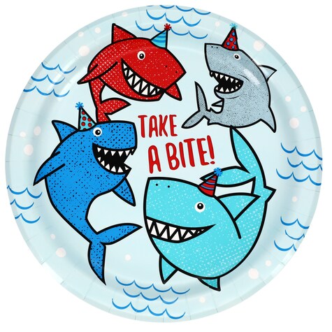 Shark Party 9in. Paper Plates, 18ct. Packs Dollar Tree