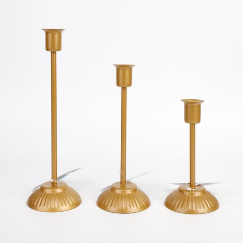 View Gold Metal Taper Candle Holders
