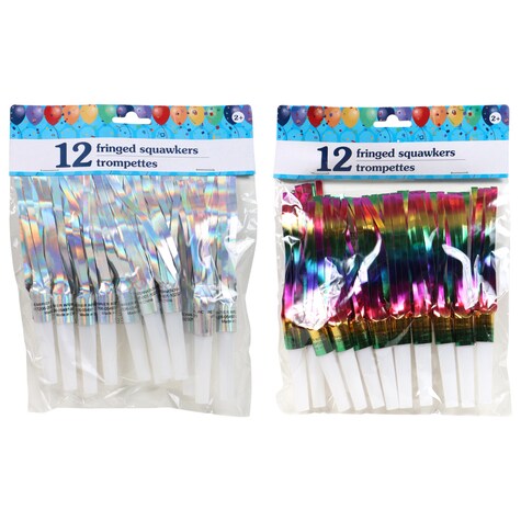 View Metallic Foil Fringed Party Squawkers,