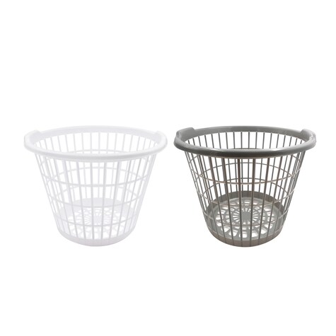 White Stacking Plastic Laundry Baskets