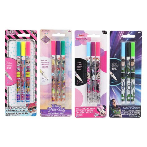 Bulk Licensed Character Glitter Gel Pens, 4ct. Packs Dollar Tree